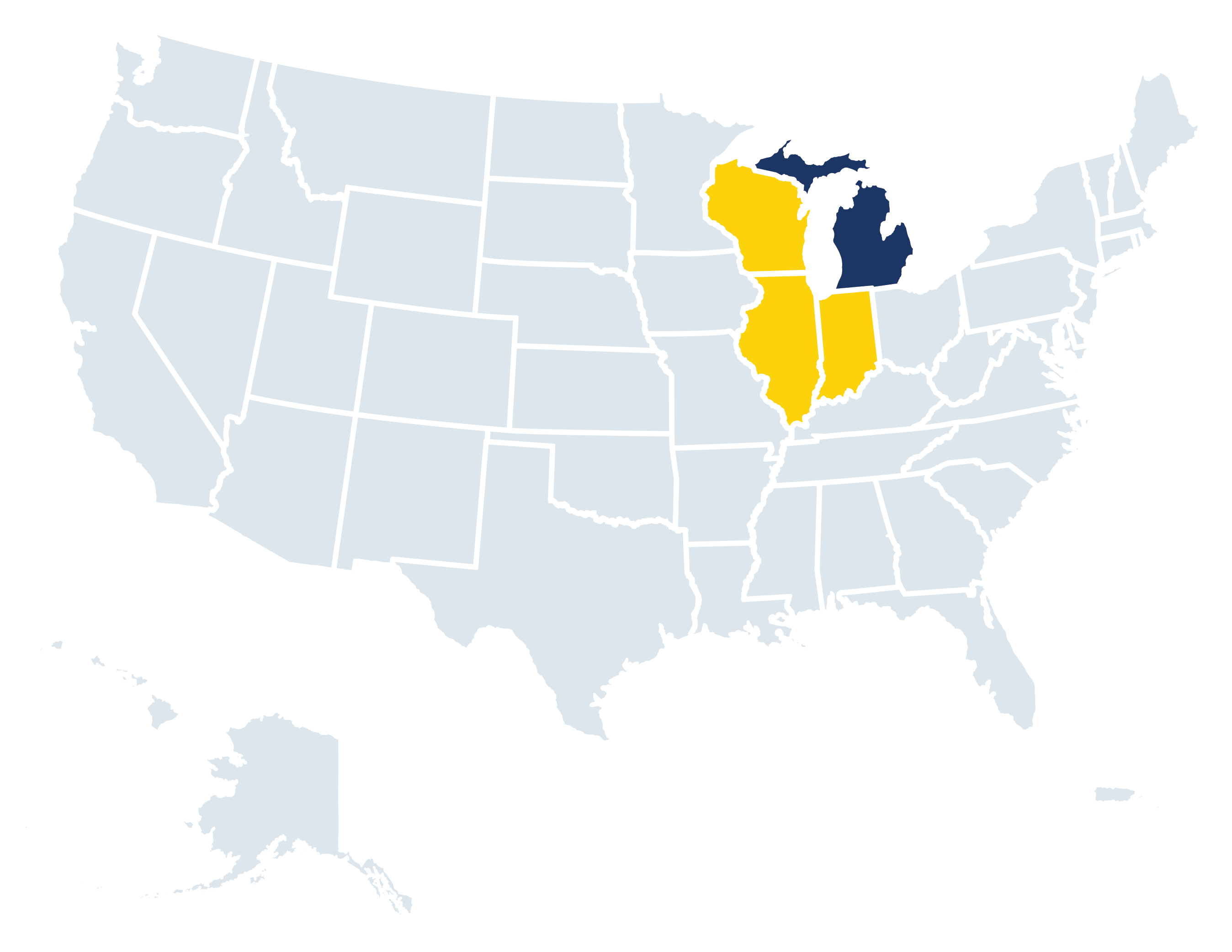 Map of United States.