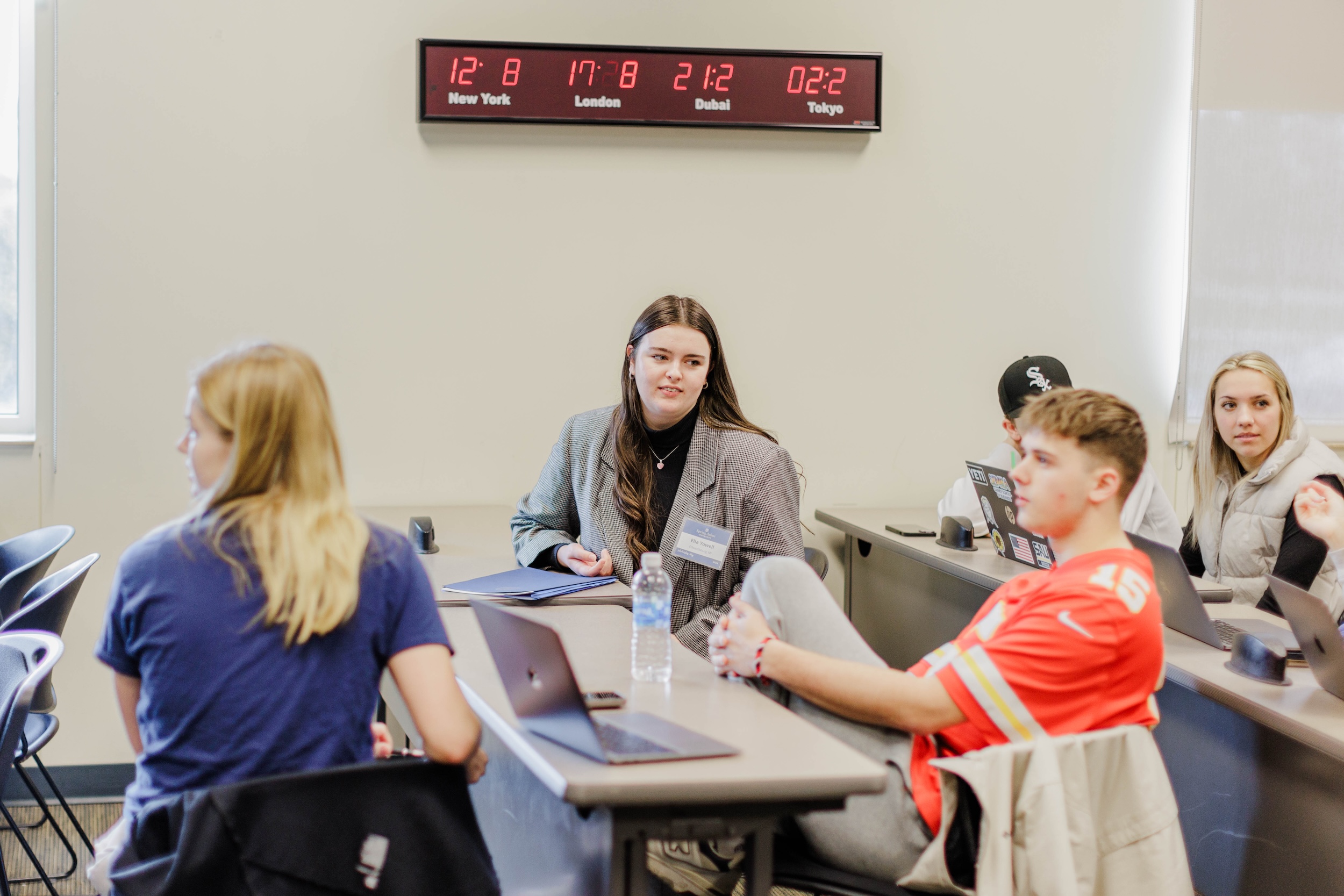 Prospective student participating in class