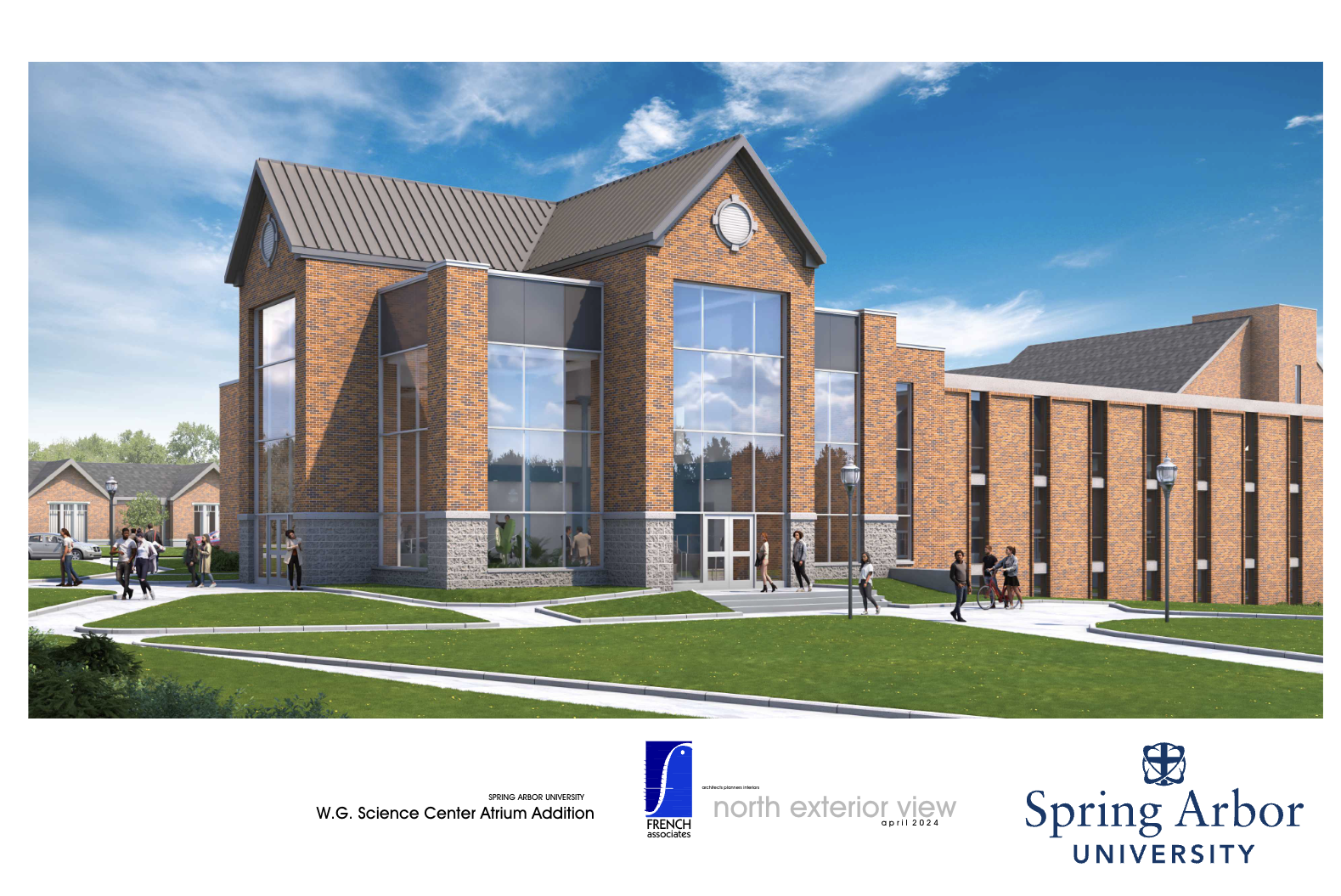 Rendering of new Whiteman Gibbs Science center, north exterior view.