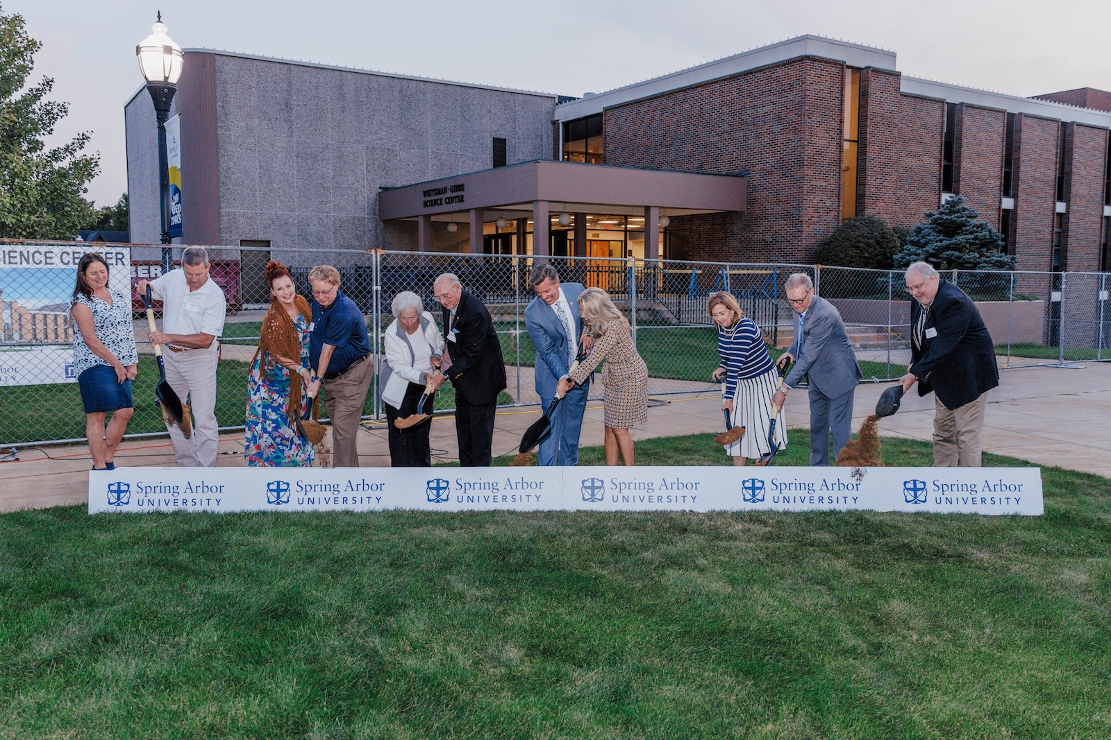 President Ellis joined by others as they break ground for the construction at the Whiteman Gibbs Science Center