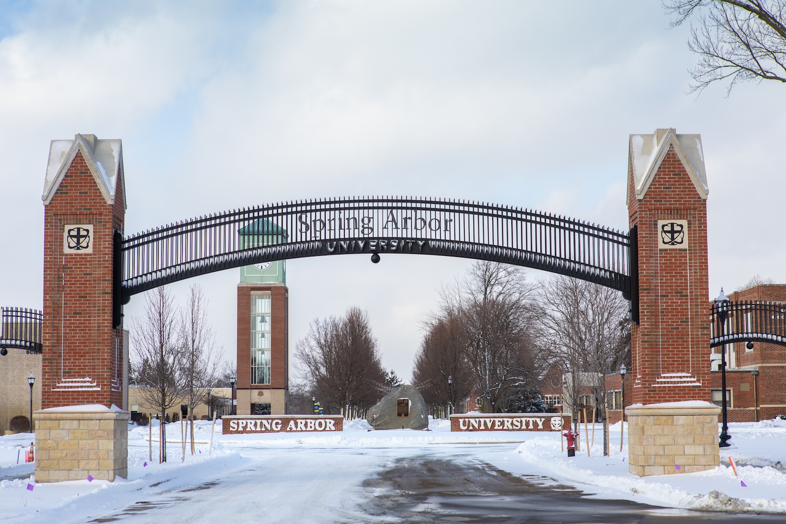 The front entrance during winter