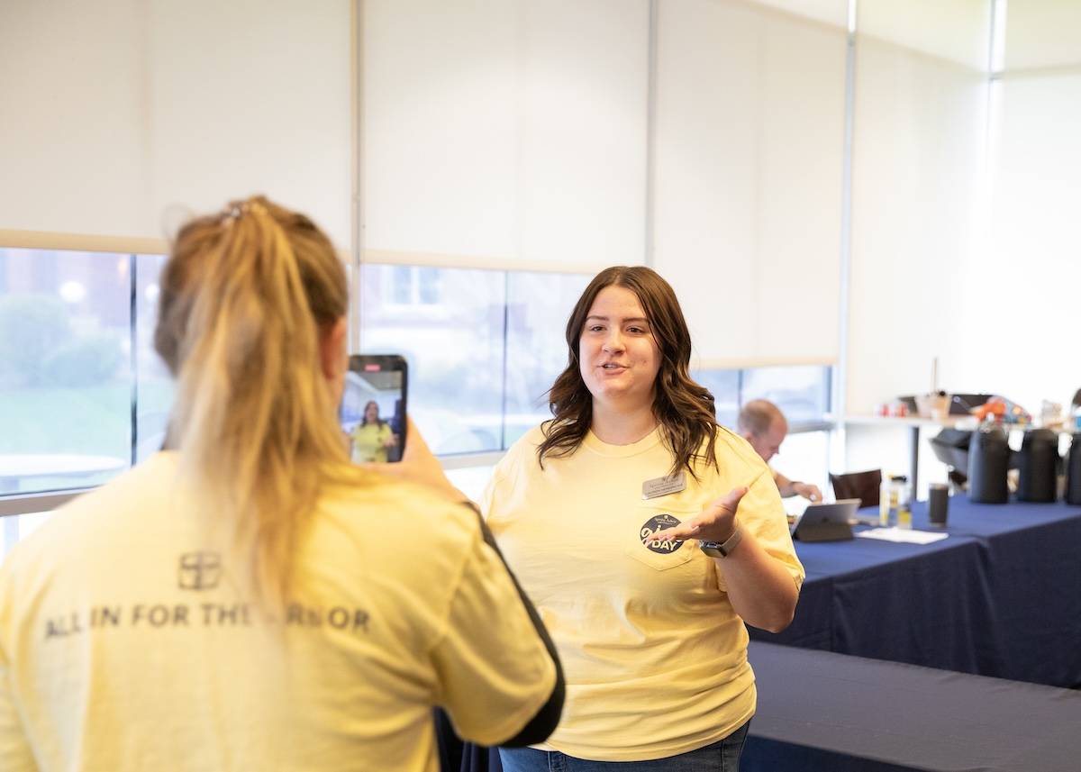 A student explaining Give Day